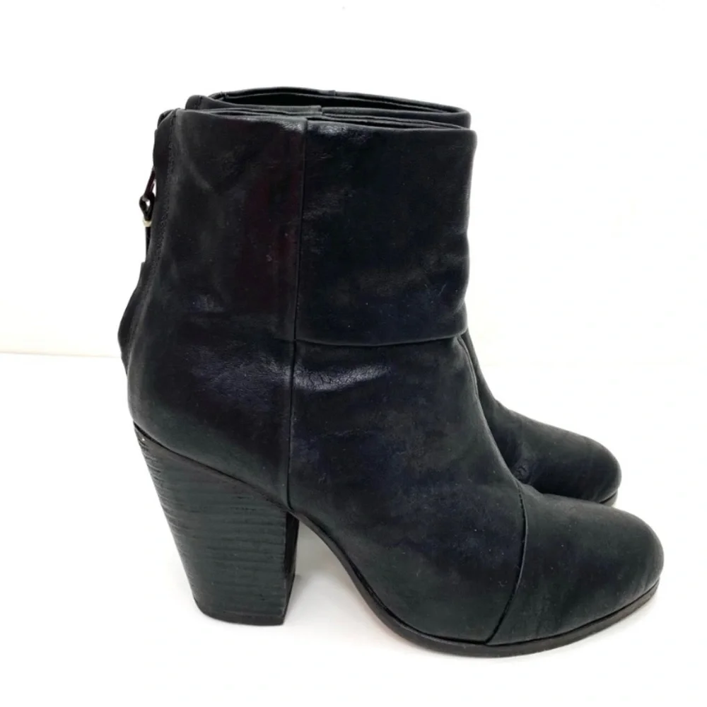RAG & Bone Classic Newbury Leather Ankle Heel Bootie in Black Size 6